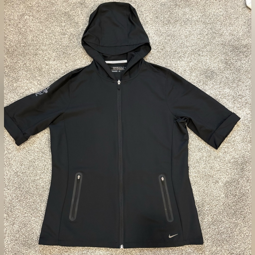 Nike Women’s Golf Tour Performance Black Zip Up Short Sleeve Wind Jacket
